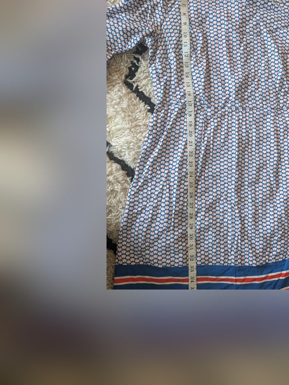 Boden Blue Floral Print Blouse with White and Red Details - Picture 5 of 6